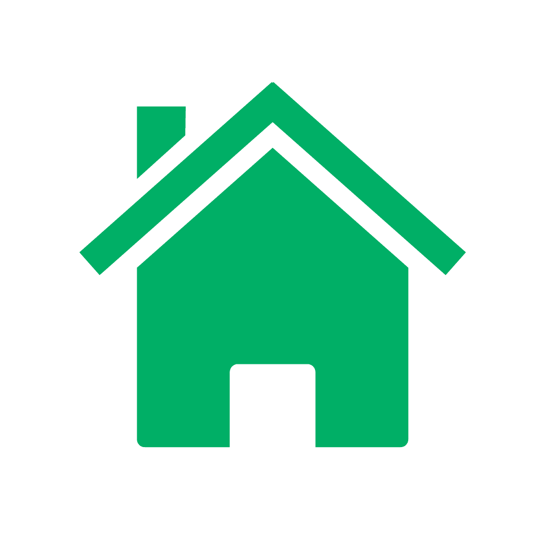 Grön ikon på ett hus