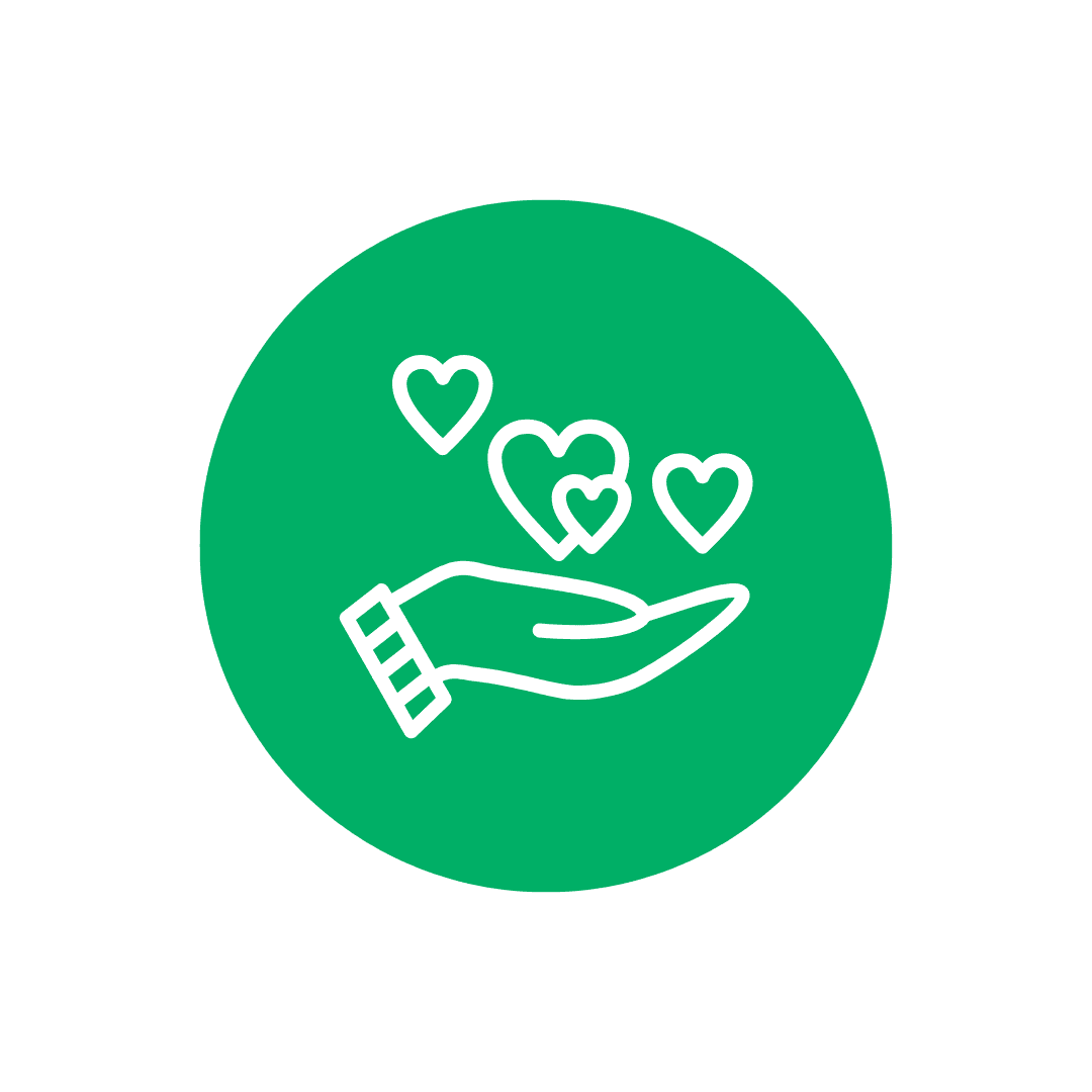 Grön ikon som visar omtanke